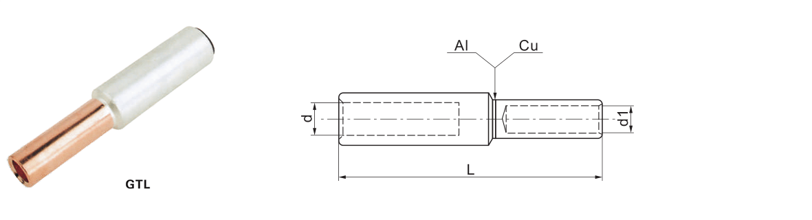 Биметаллический алюминиевый медный кабельный разъем GTL типа PIN