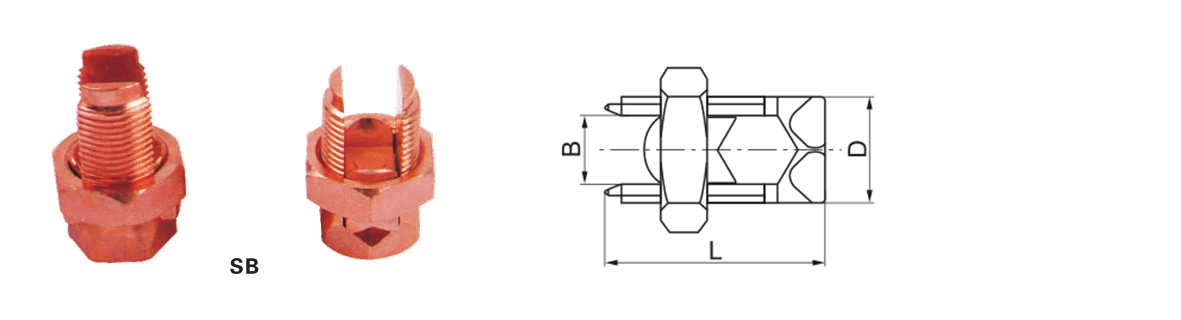 SB Медный латунный разъем с болтовым зажимом Соединитель с резьбовым соединением из медного сплава